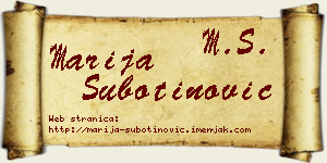 Marija Subotinović vizit kartica
